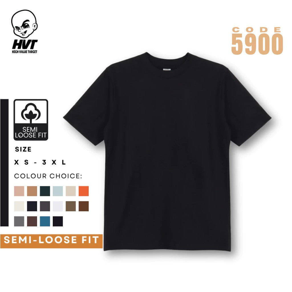 BLACK - HVT Premium Quality Oversized Plain Crewneck T-shirts - Unisex Heavy Hybrid Soft Cotton Shirts - Menswear and women Casual Tshirt, PURE Cotton