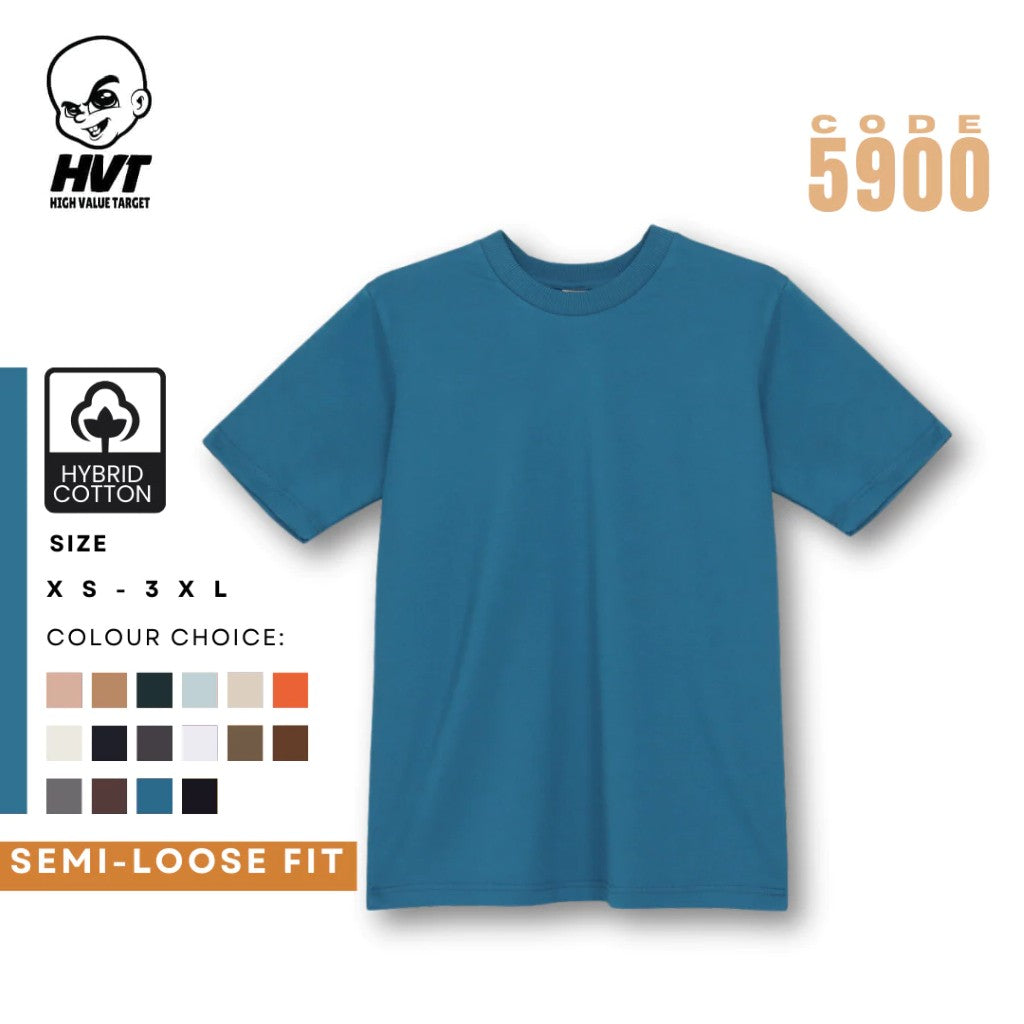 BLUE CHARCOAL - CORAL TEE - HVT Premium Quality Oversized Plain Crewneck T-shirts - Unisex Heavy Hybrid Soft Cotton Shirts - Menswear and women Casual Tshirt, PURE Cotton