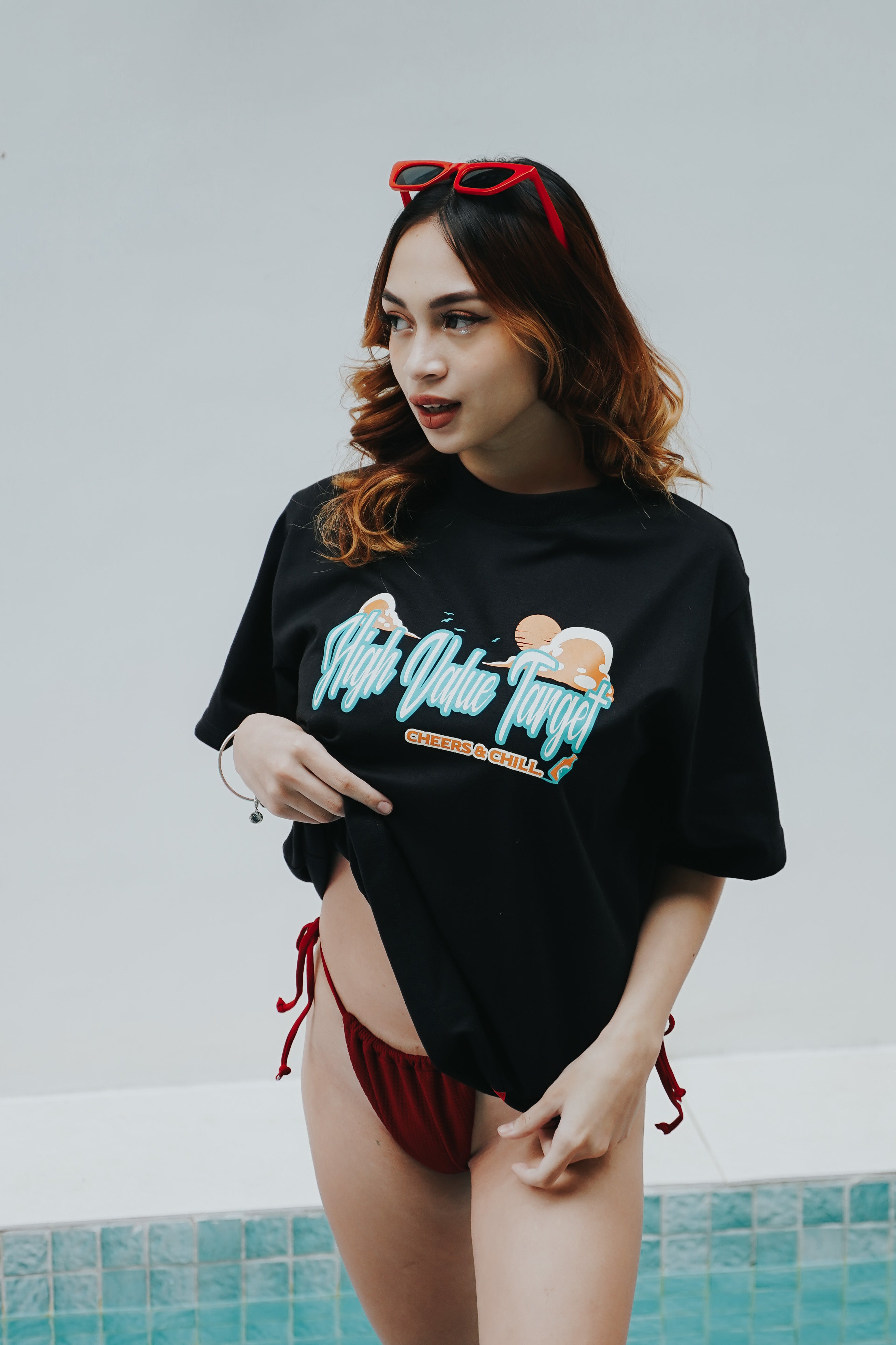 HIGH VALUE TARGET "CHEERS AND CHILL" (BLACK CVC Cotton Unisex T-SHIRT )