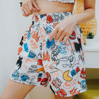 HIGH VALUE TARGET "DOODLE / PUMPKIN " MESH SHORTS - WHITE