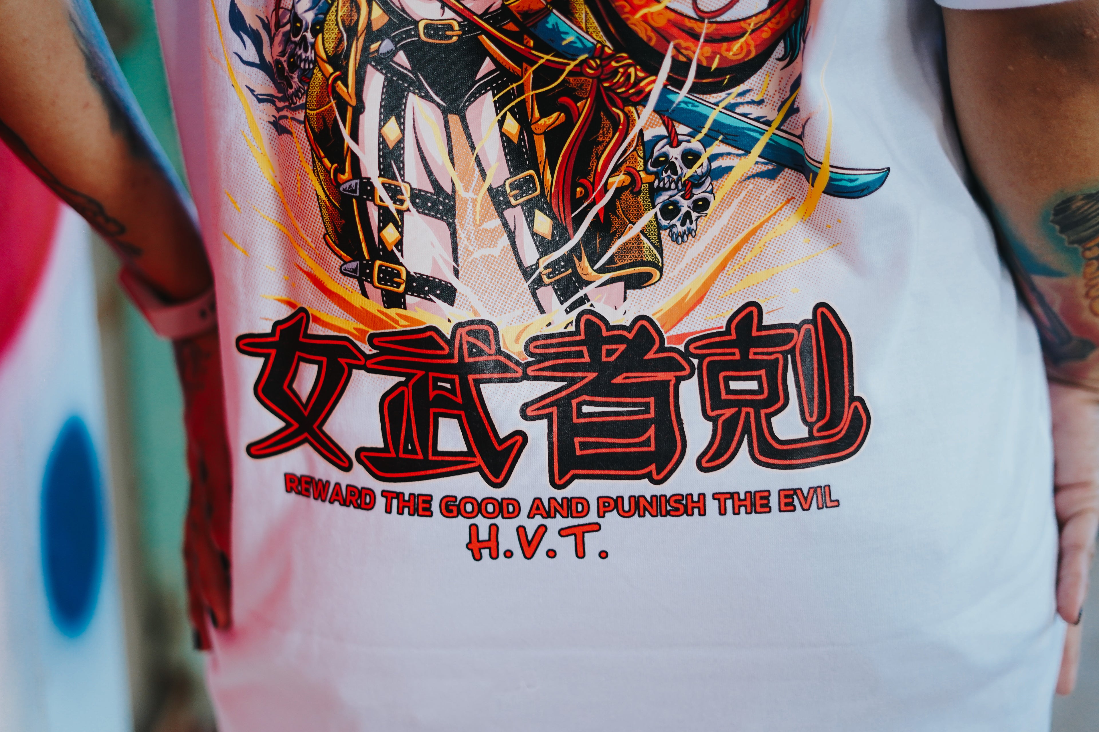 HIGH VALUE TARGET  "Onna-musha" (WHITE) 100% Cotton T-Shirt - S to 4XL