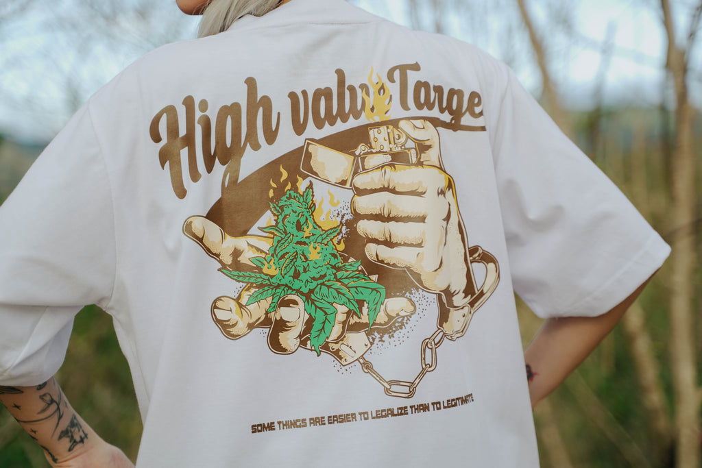 HIGH VALUE TARGET "LEGALIZE" White CVC Cotton Unisex T-Shirt