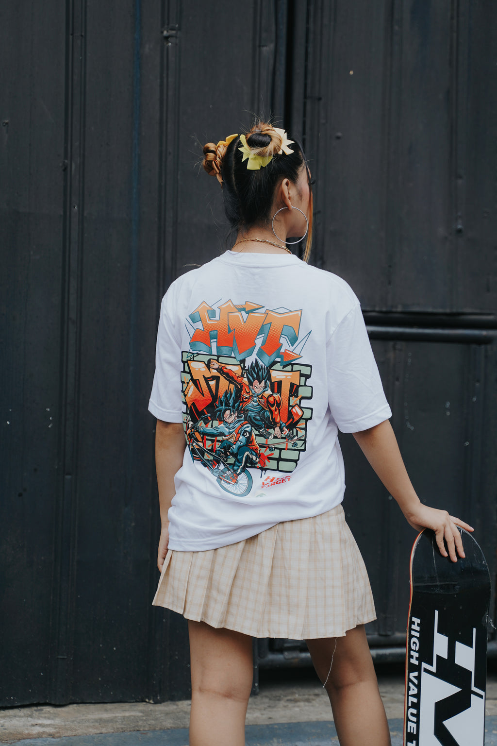 HIGH VALUE TARGET  "HVT STREET" GOKU AND VEGETA (WHITE) 100% Cotton T-Shirt