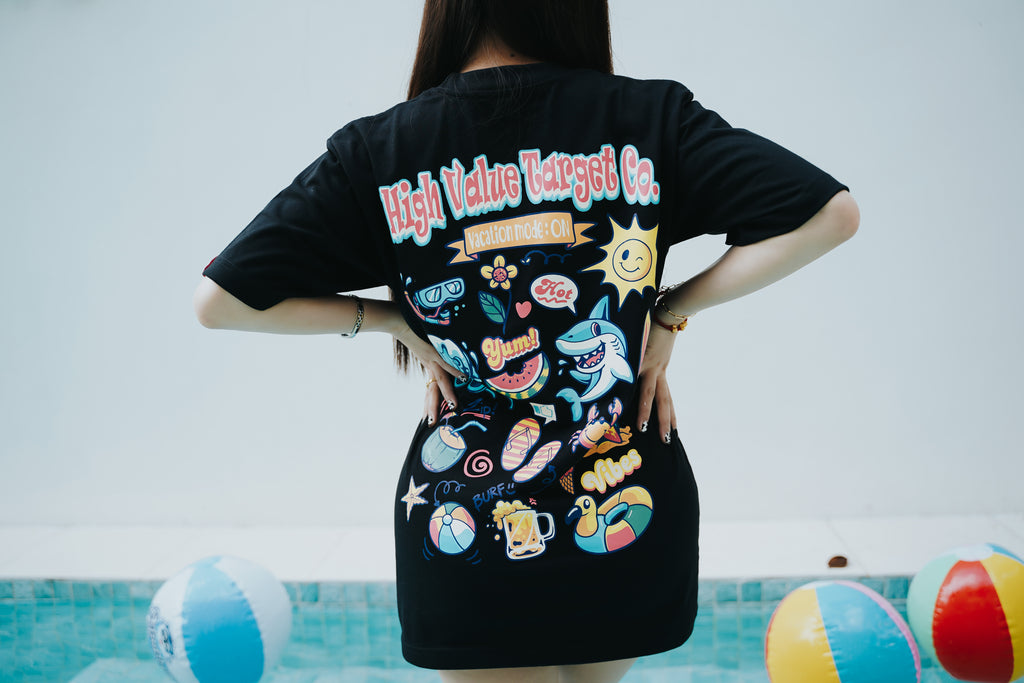 HIGH VALUE TARGET " HVT VACATION MODE ON" BLACK CVC Cotton Unisex T-SHIRT