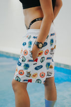 HIGH VALUE TARGET "HVT MIXED LOGOS" MESH SHORTS - WHITE