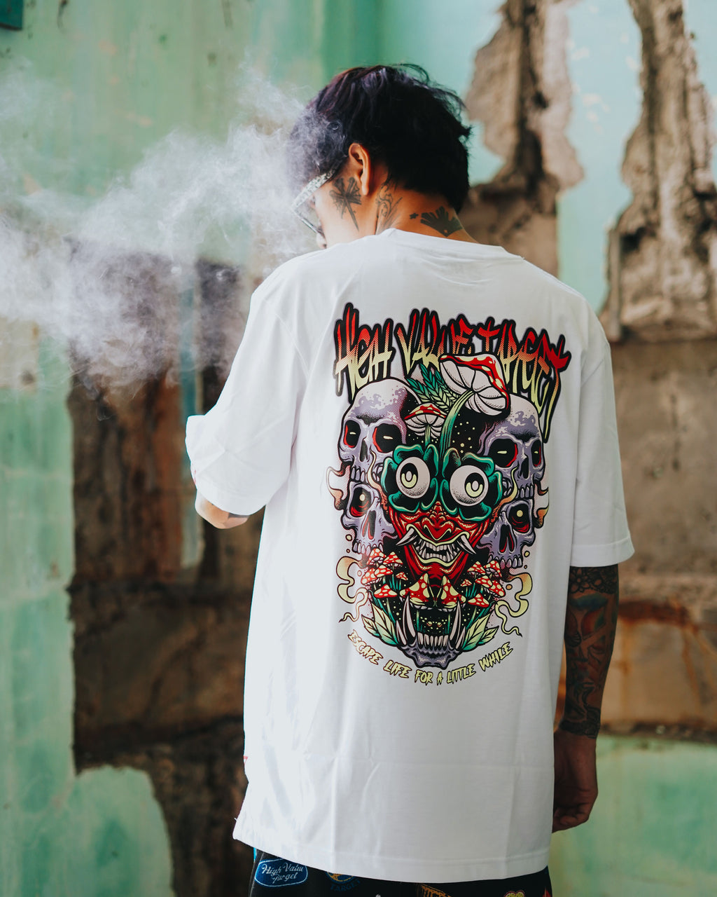 HIGH VALUE TARGET - ESCAPE LIFE (White) CVC Cotton T-Shirt - Small to 5XL sizes