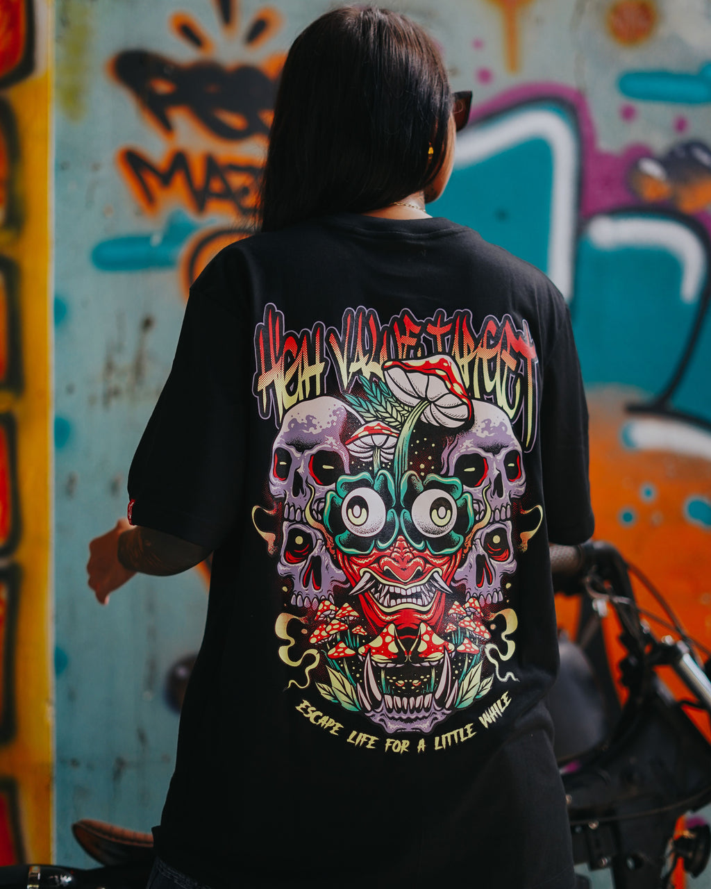 HIGH VALUE TARGET "ESCAPE LIFE" (Black) CVC Cotton T-Shirt - Small to 5XL sizes
