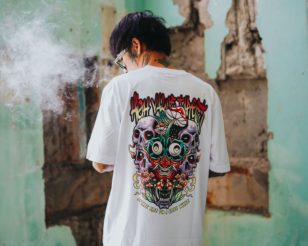 HIGH VALUE TARGET - ESCAPE LIFE (White) CVC Cotton T-Shirt - Small to 5XL sizes