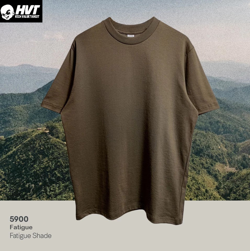FATIGUE - HVT Premium Quality Oversized Plain Crewneck T-shirts - Unisex Heavy Hybrid Soft Cotton Shirts - Menswear and women Casual Tshirt, PURE Cotton