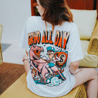 HIGH VALUE TARGET "GRIND ALL DAY " WHITE CVC COTTON UNISEX T-SHIRT