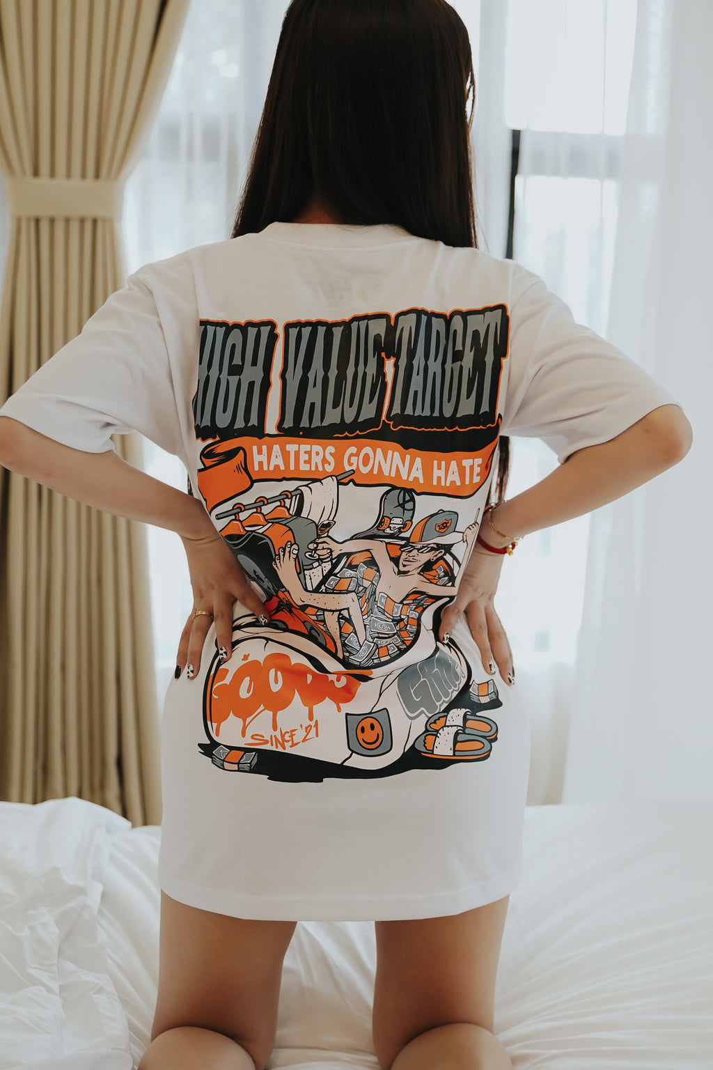 HIGH VALUE TARGET "HATERS GONNA HATE" WHITE CVC COTTON UNISEX T-SHIRT