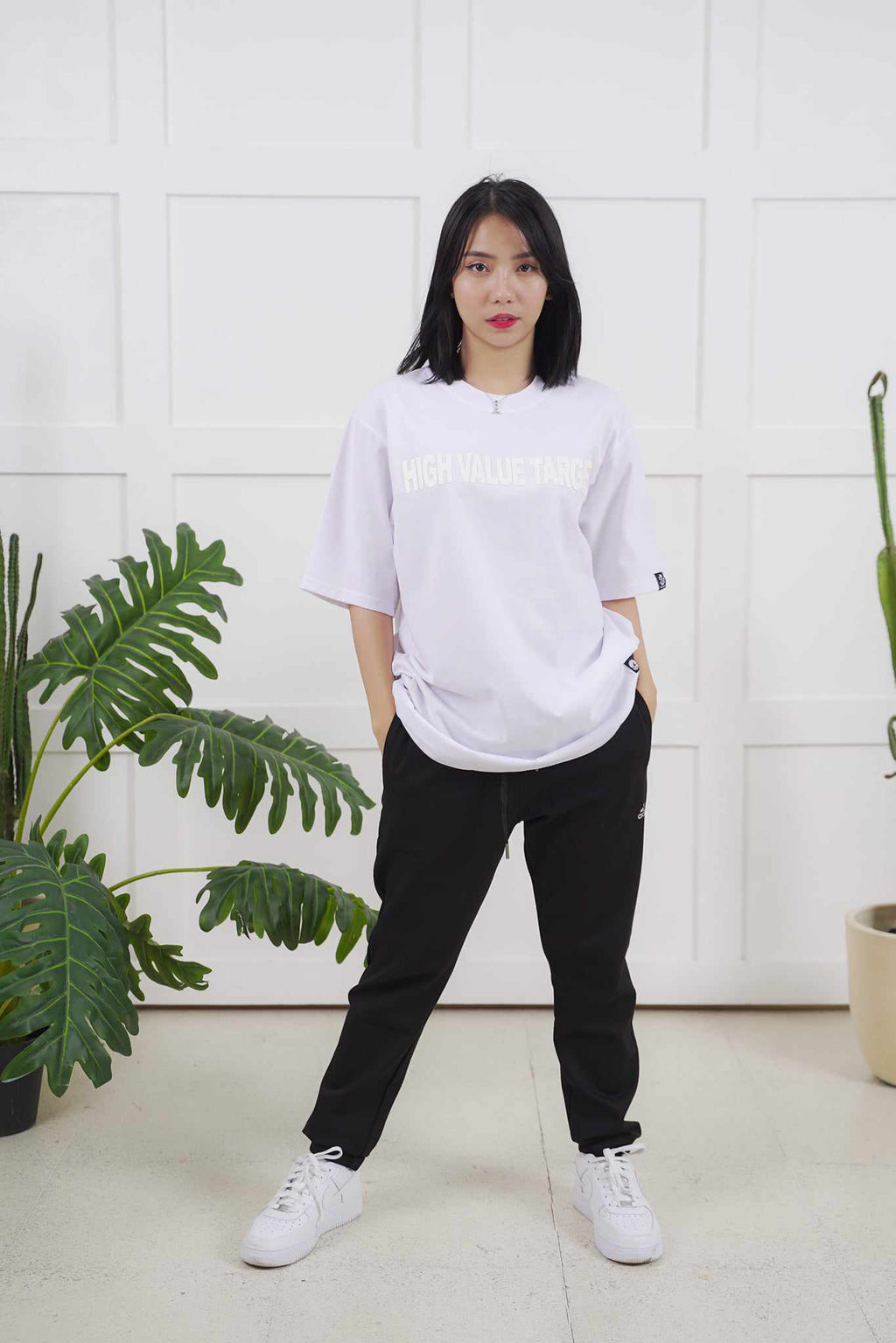 HIGH VALUE TARGET HIGH DENSITY PRINT WHITE ON WHITE CVC Cotton Unisex T-SHIRT