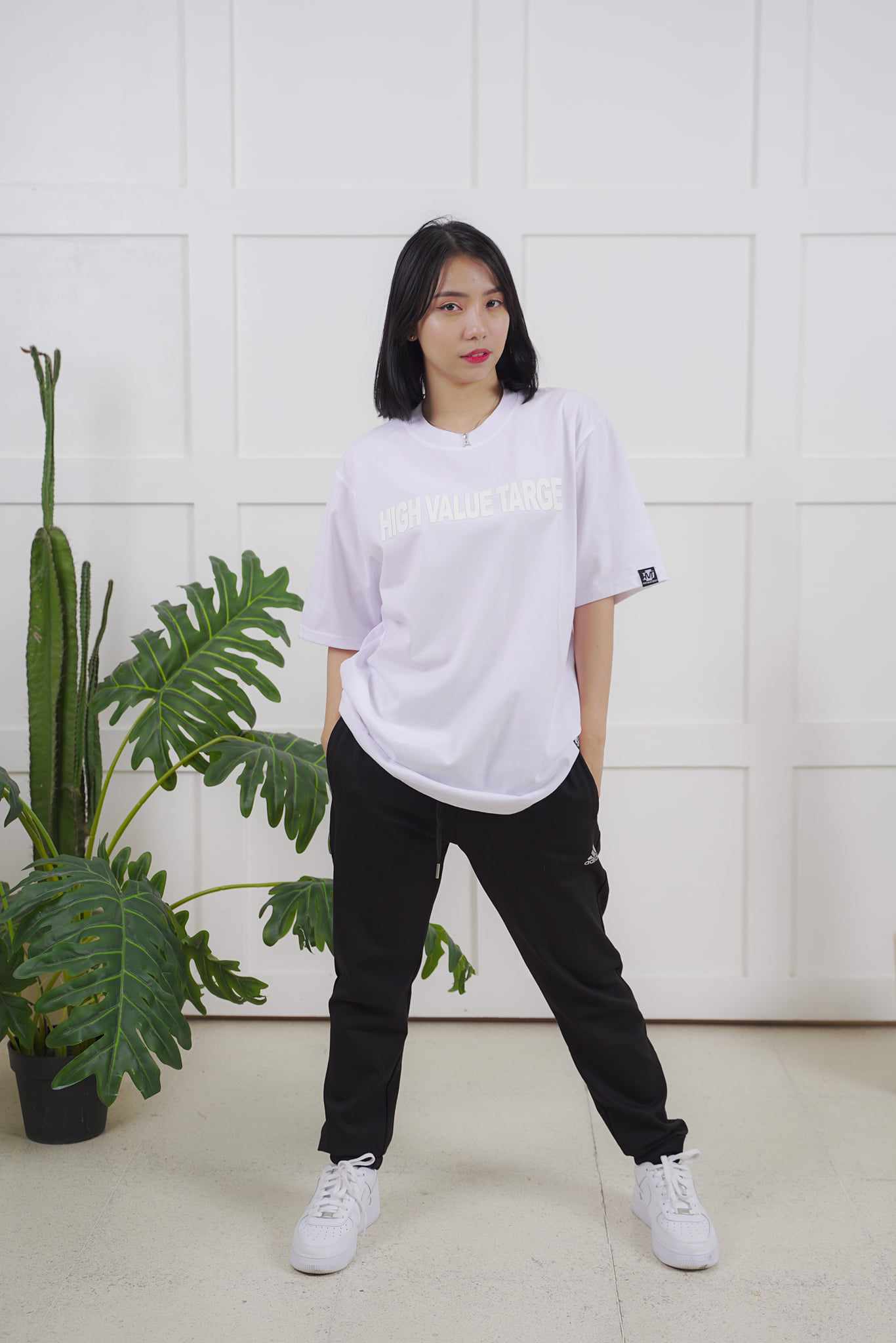 HIGH VALUE TARGET HIGH DENSITY PRINT WHITE ON WHITE CVC Cotton Unisex T-SHIRT