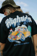 HIGH VALUE TARGET "HIGH RIDES" Black CVC Cotton Unisex T-Shirt