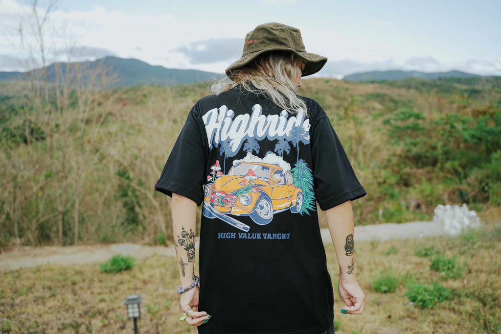 HIGH VALUE TARGET "HIGH RIDES" Black CVC Cotton Unisex T-Shirt