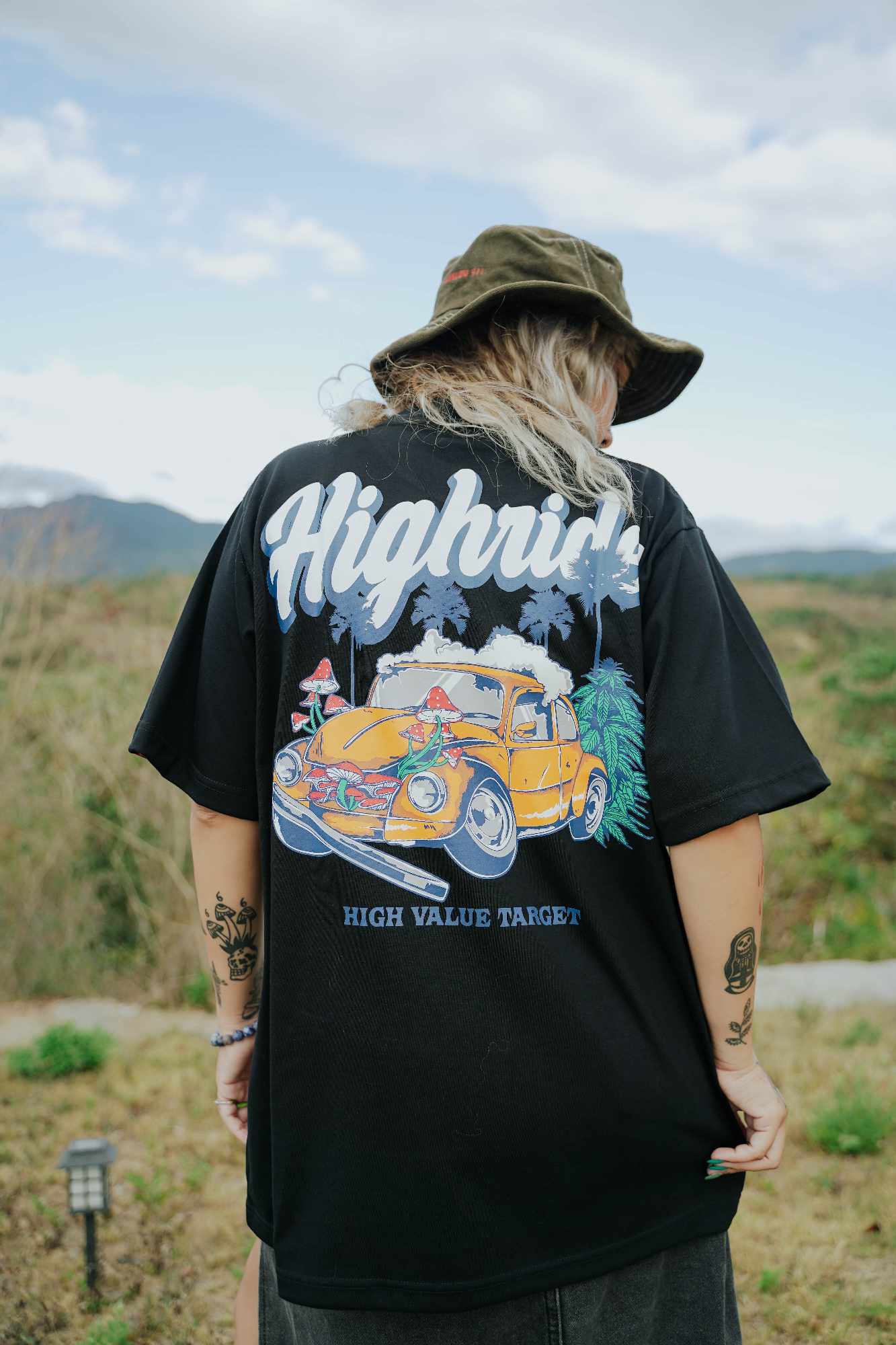 HIGH VALUE TARGET "HIGH RIDES" Black CVC Cotton Unisex T-Shirt