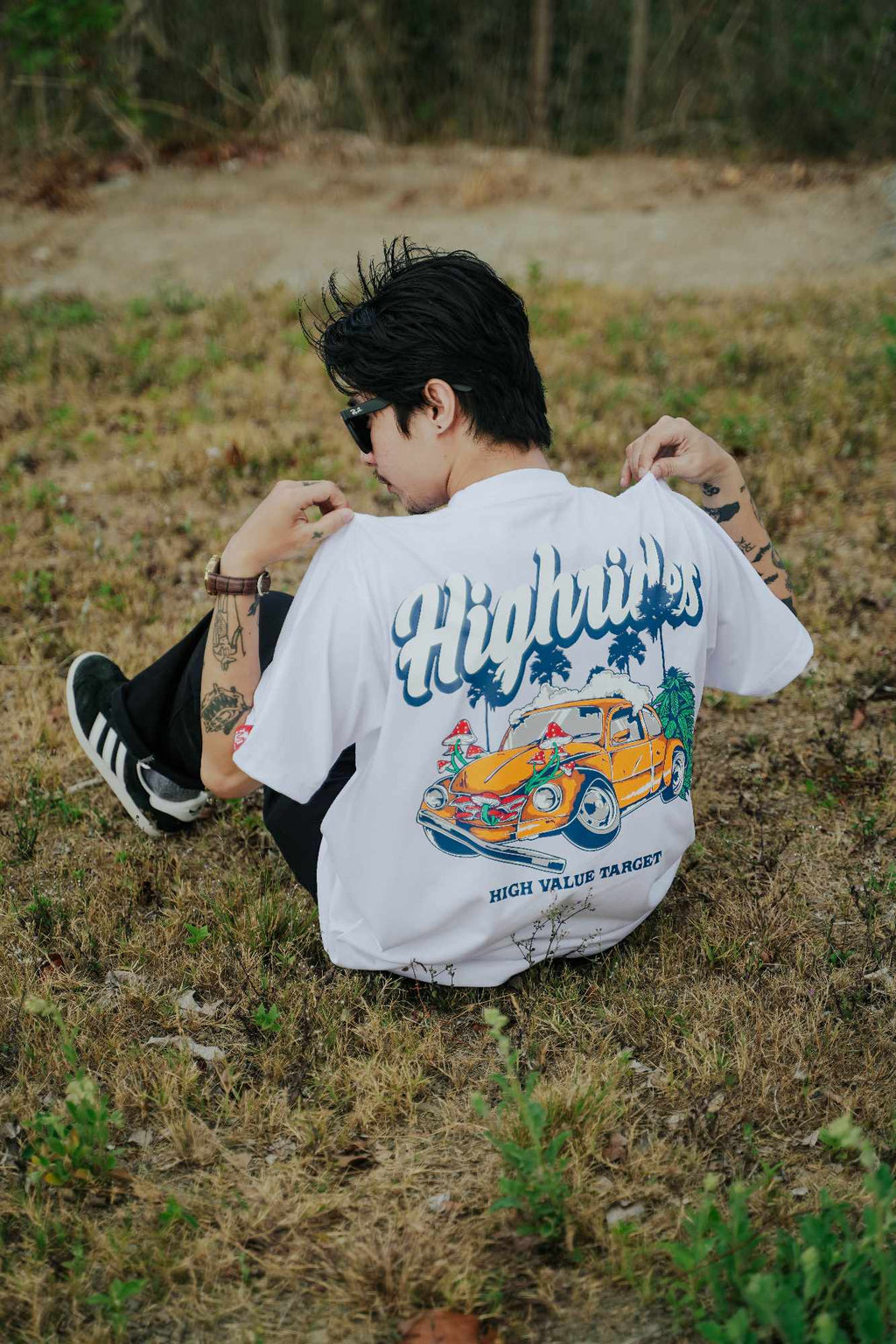 HIGH VALUE TARGET "HIGH RIDES" White CVC Cotton Unisex T-Shirt