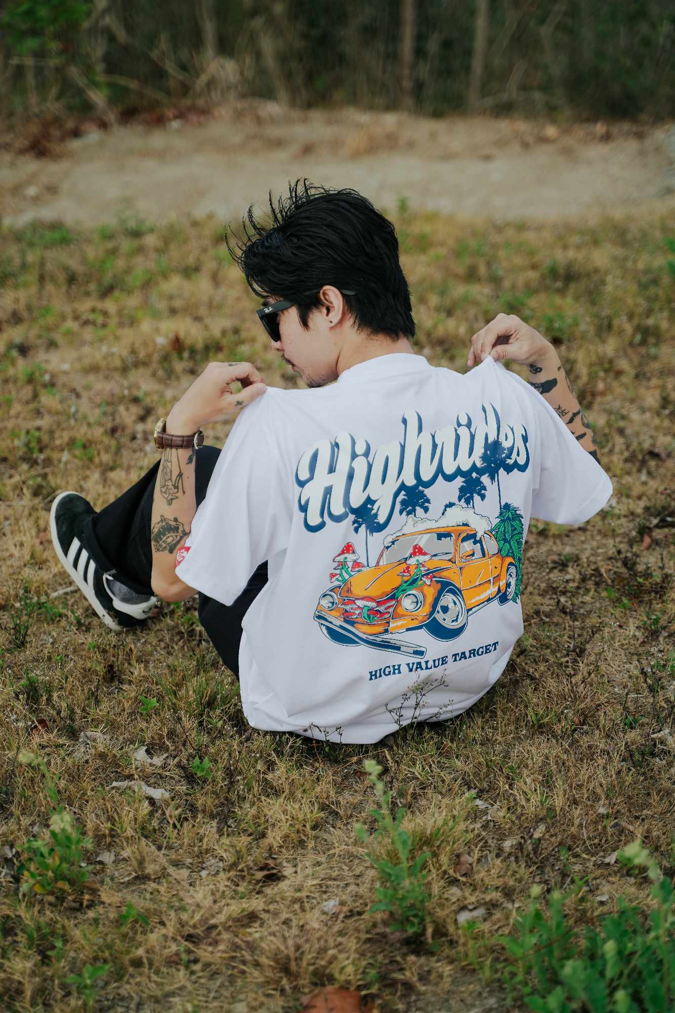 HIGH VALUE TARGET "HIGH RIDES" White CVC Cotton Unisex T-Shirt