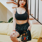 HIGH VALUE TARGET "HUSTLE HARD " MESH SHORTS - BLACK