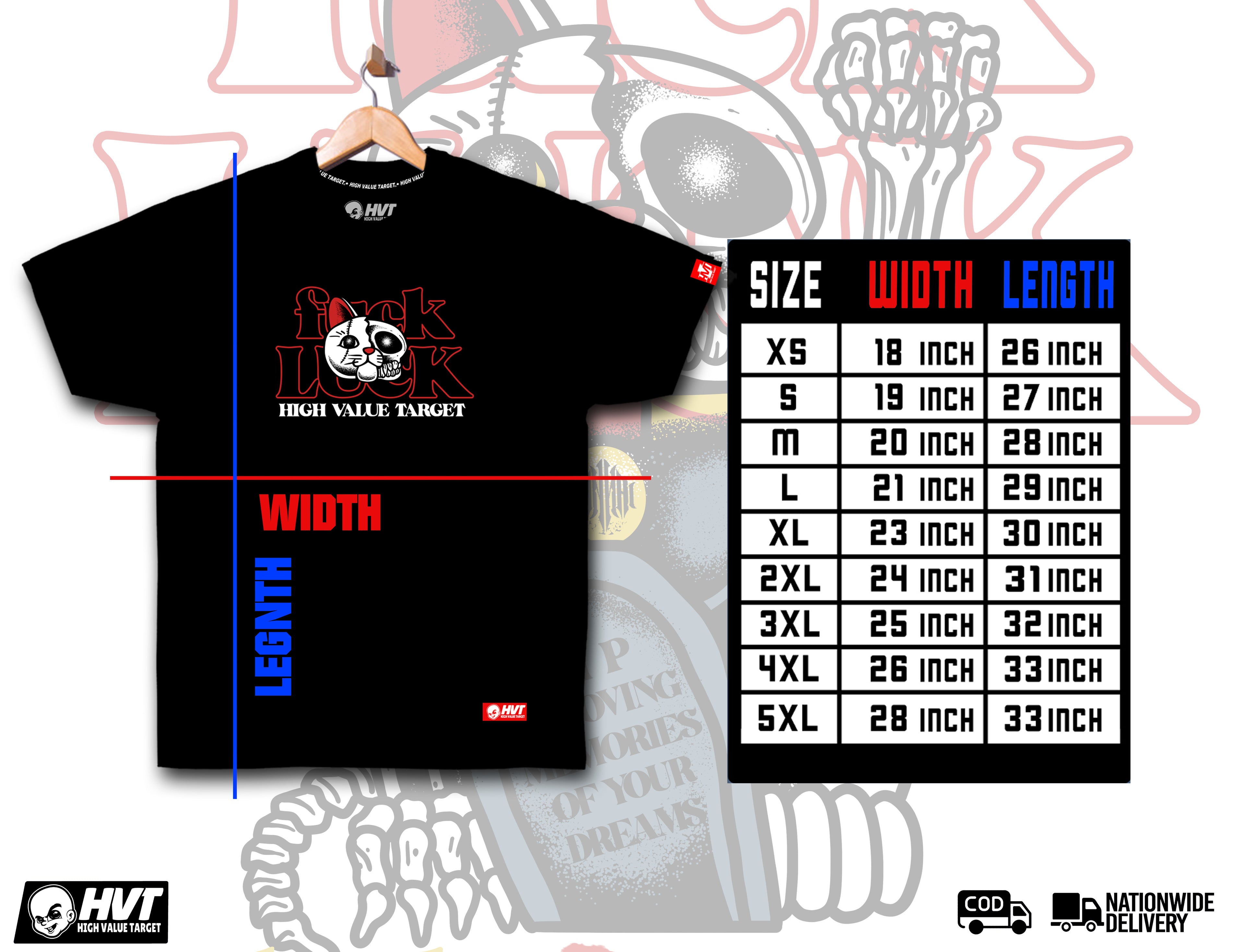 HIGH VALUE TARGET "LUCKY CAT " BLACK CVC COTTON UNISEX T-SHIRT