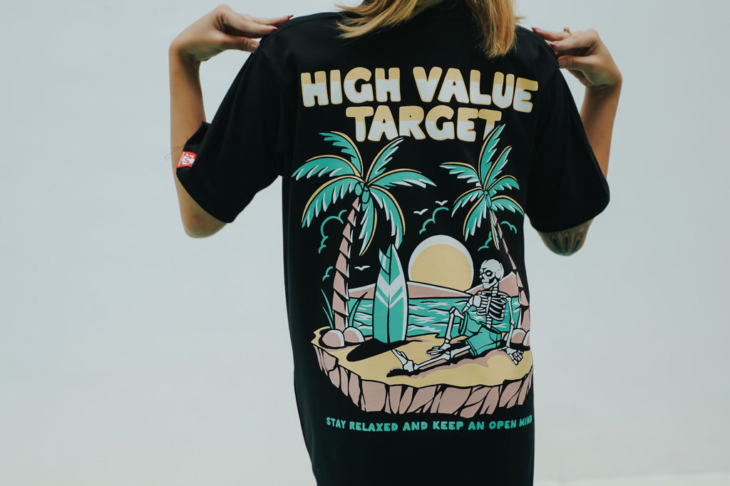 HIGH VALUE TARGET " HVT STAY RELAXED" BLACK CVC Cotton Unisex T-SHIRT