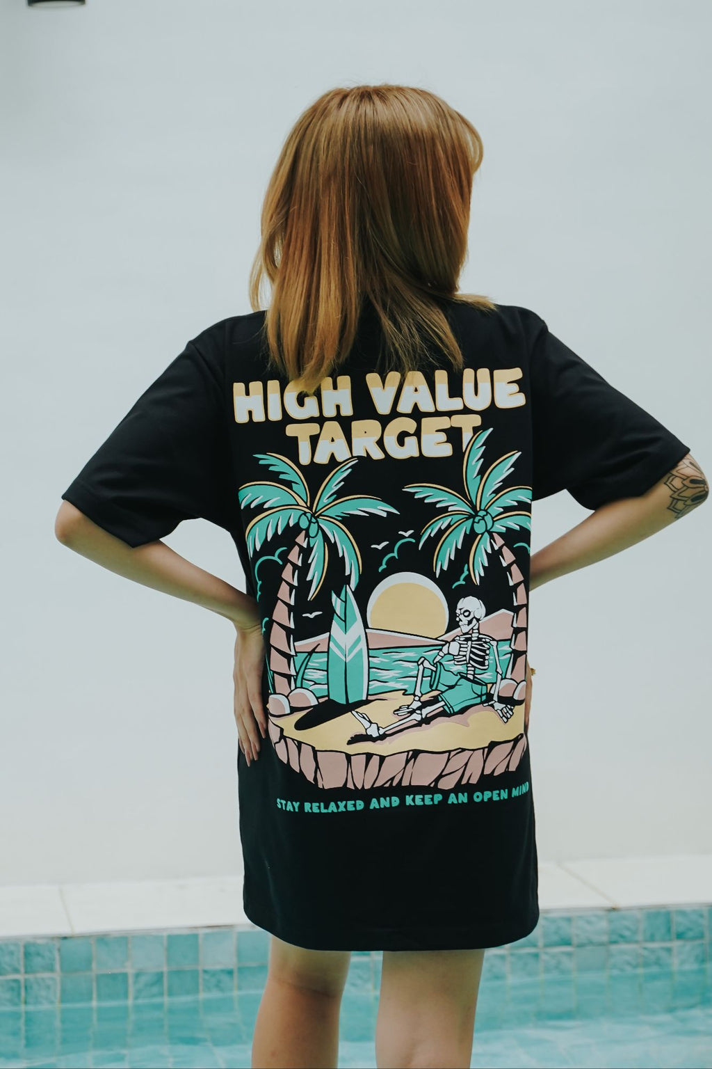 HIGH VALUE TARGET " HVT STAY RELAXED" BLACK CVC Cotton Unisex T-SHIRT