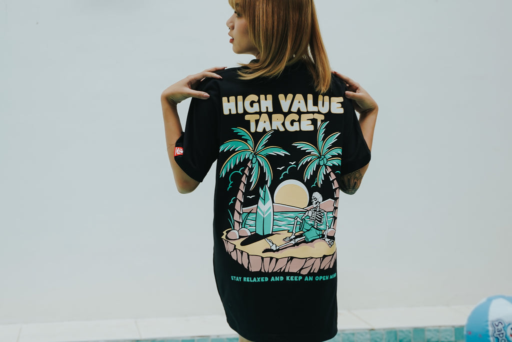 HIGH VALUE TARGET " HVT STAY RELAXED" BLACK CVC Cotton Unisex T-SHIRT