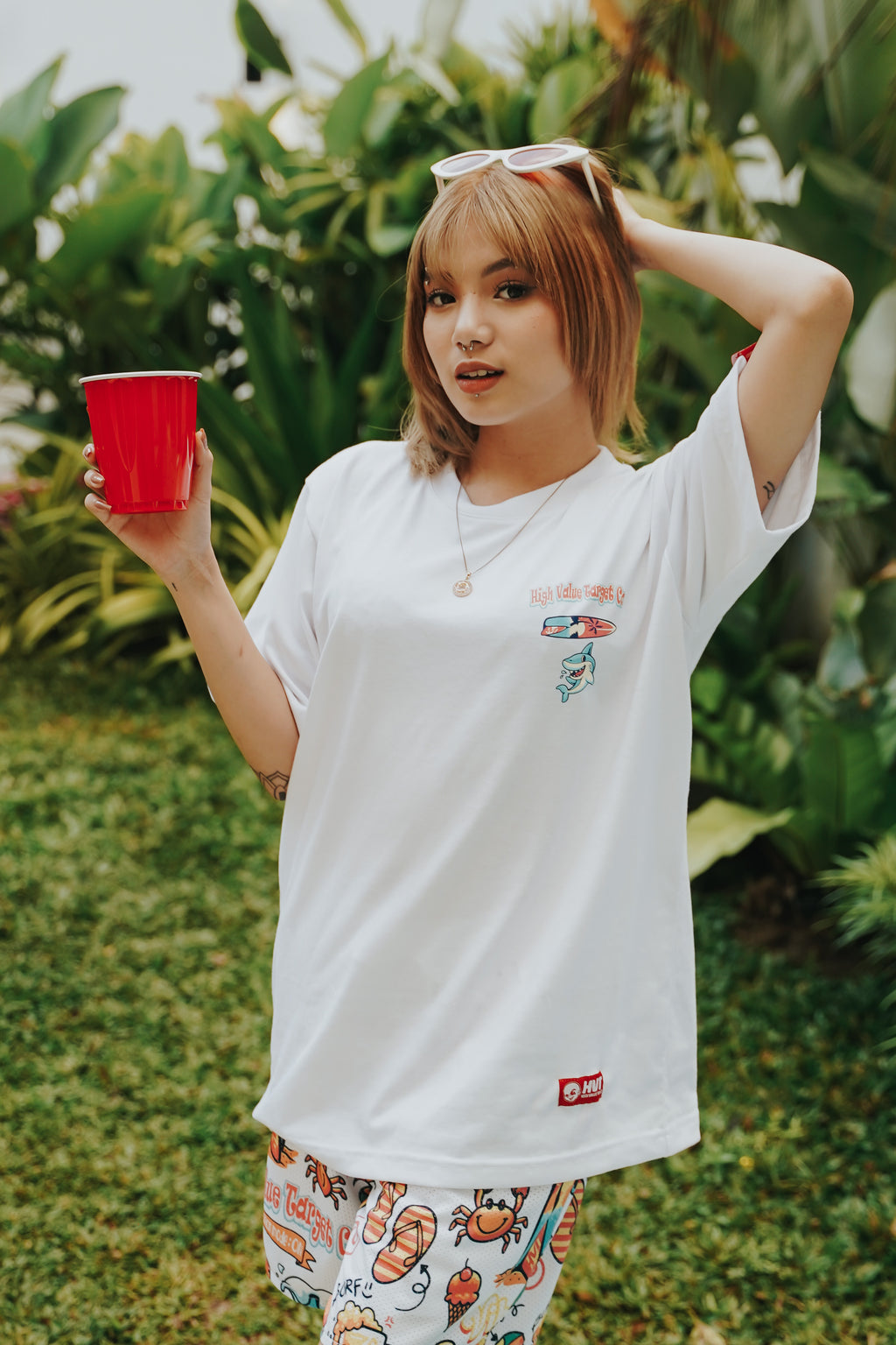 HIGH VALUE TARGET " HVT VACATION MODE ON" WHITE CVC Cotton Unisex T-SHIRT UNISEX