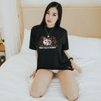 HIGH VALUE TARGET "LUCKY CAT " BLACK CVC COTTON UNISEX T-SHIRT