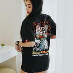 HIGH VALUE TARGET "LUCKY CAT " BLACK CVC COTTON UNISEX T-SHIRT