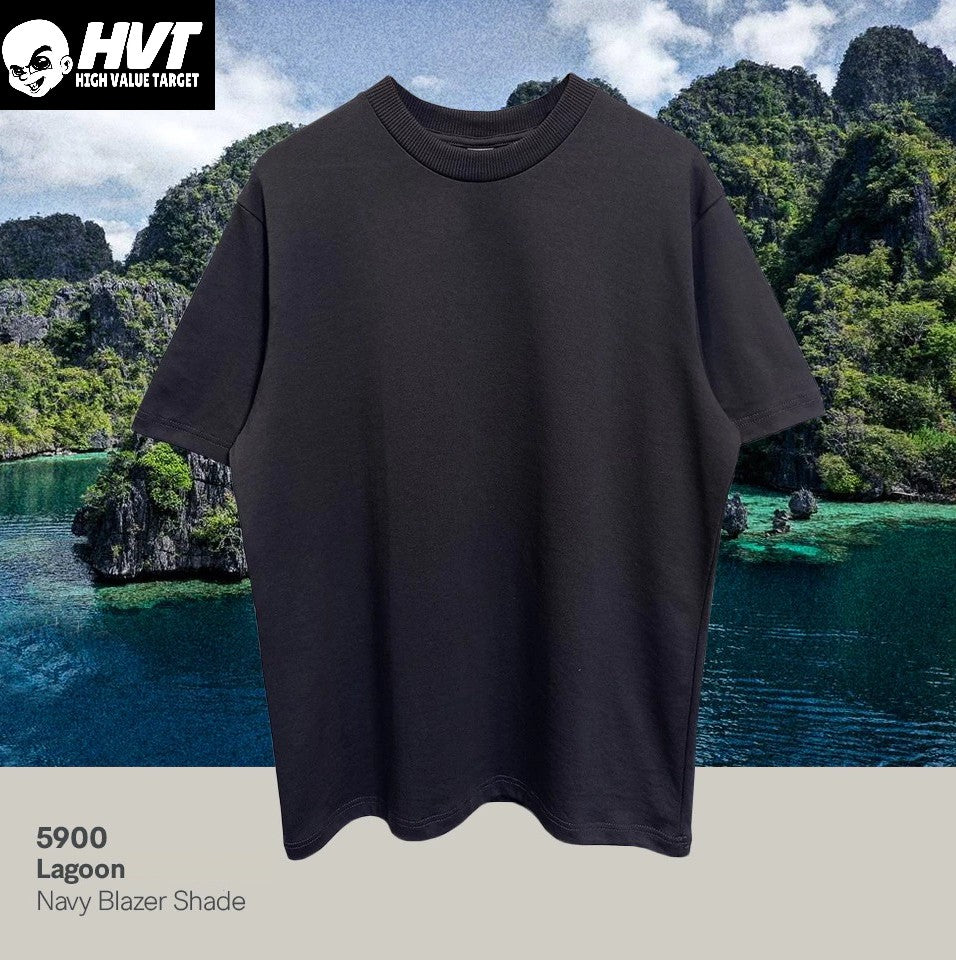 LAGOON - HVT Premium Quality Oversized Plain Crewneck T-shirts - Unisex Heavy Hybrid Soft Cotton Shirts - Menswear and women Casual Tshirt, PURE Cotton