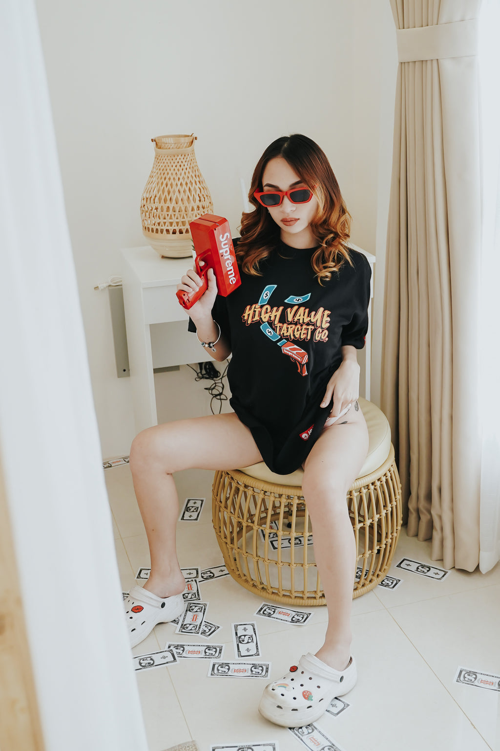 HIGH VALUE TARGET "MAKE MONEY. NOT WAR." BLACK CVC COTTON UNISEX T-SHIRT