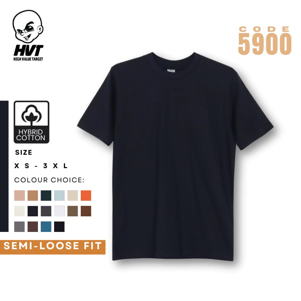 MIDNIGHT BLUE - HVT Premium Quality Oversized Plain Crewneck T-shirts - Unisex Heavy Hybrid Soft Cotton Shirts - Menswear and women Casual Tshirt, PURE Cotton