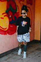 HIGH VALUE TARGET "Money & Gun" MESH SHORTS - WHITE