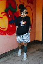 HIGH VALUE TARGET "Money & Gun" MESH SHORTS - WHITE