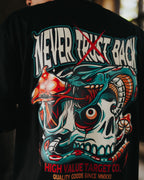 HIGH VALUE TARGET "NEVER TRUST BACK" (Black) CVC Cotton T-Shirt