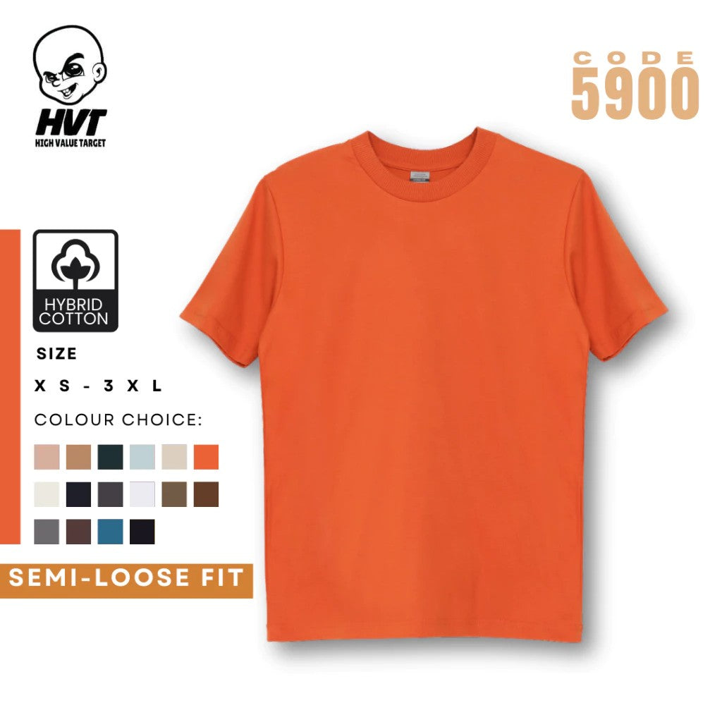ORANGE - HVT Premium Quality Oversized Plain Crewneck T-shirts - Unisex Heavy Hybrid Soft Cotton Shirts - Menswear and women Casual Tshirt, PURE Cotton