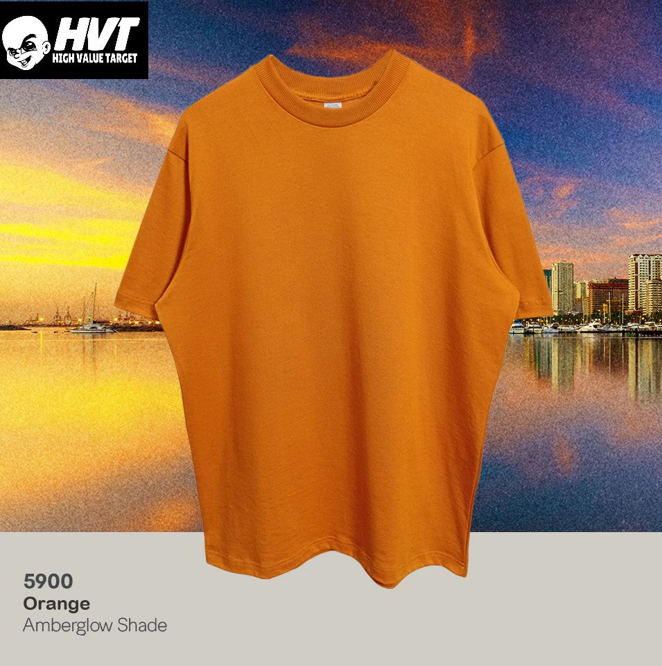 ORANGE - HVT Premium Quality Oversized Plain Crewneck T-shirts - Unisex Heavy Hybrid Soft Cotton Shirts - Menswear and women Casual Tshirt, PURE Cotton