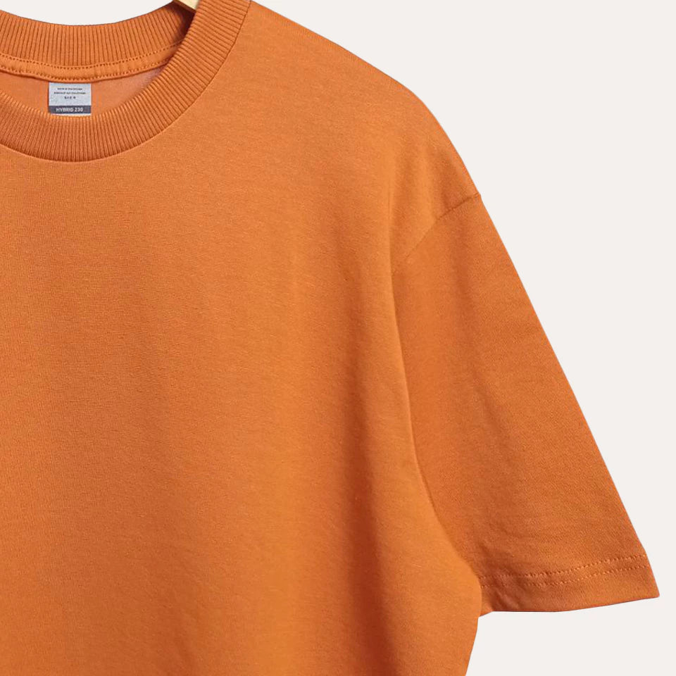 ORANGE - HVT Premium Quality Oversized Plain Crewneck T-shirts - Unisex Heavy Hybrid Soft Cotton Shirts - Menswear and women Casual Tshirt, PURE Cotton