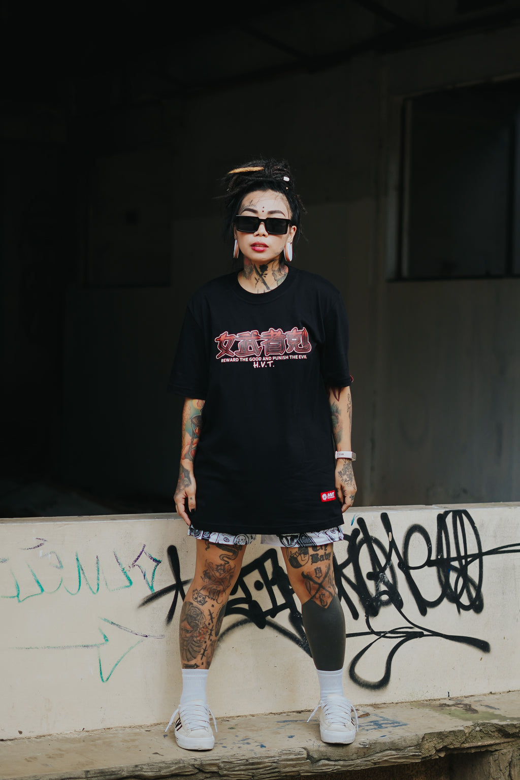 HIGH VALUE TARGET "Onna-musha" (BLACK) CVC Cotton T-Shirt - XS to 2XL