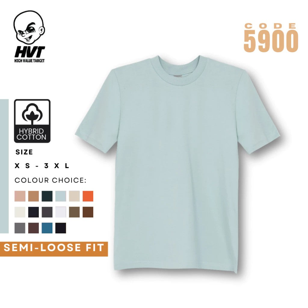 PALE BLUE - HVT Premium Quality Oversized Plain Crewneck T-shirts - Unisex Heavy Hybrid Soft Cotton Shirts - Menswear and women Casual Tshirt, PURE Cotton