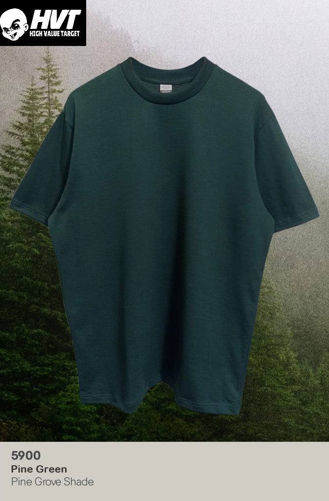 PINE GREEN - HVT Premium Quality Oversized Plain Crewneck T-shirts - Unisex Heavy Hybrid Soft Cotton Shirts - Menswear and women Casual Tshirt, PURE Cotton