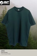 PINE GREEN - HVT Premium Quality Oversized Plain Crewneck T-shirts - Unisex Heavy Hybrid Soft Cotton Shirts - Menswear and women Casual Tshirt, PURE Cotton