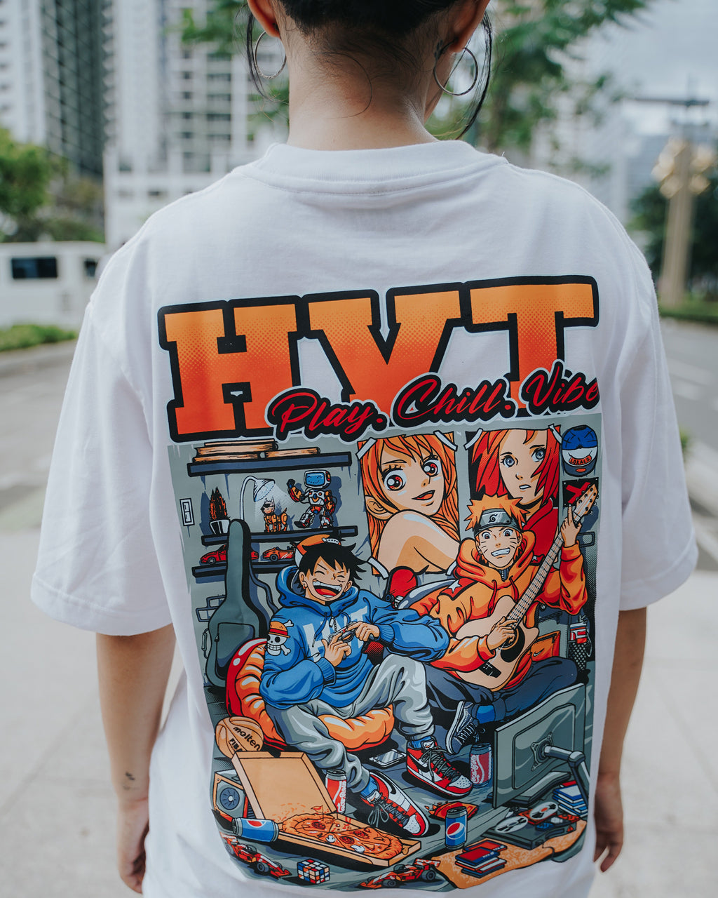 HIGH VALUE TARGET "HVT PLAY.CHILL.VIBE " (WHITE) CVC PURE Cotton T-Shirt - S to 2XL