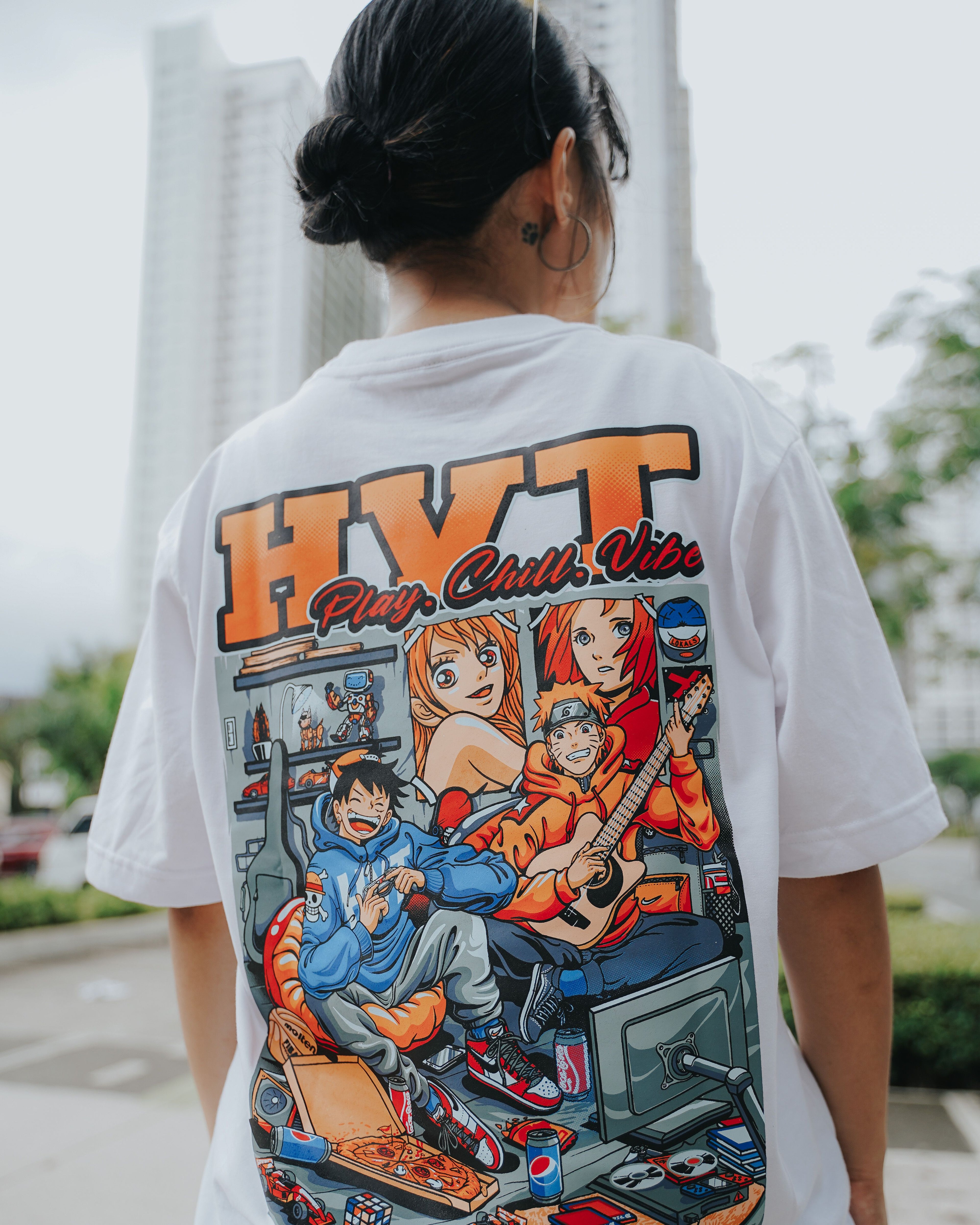 HIGH VALUE TARGET "HVT PLAY.CHILL.VIBE " (WHITE) CVC PURE Cotton T-Shirt - S to 2XL
