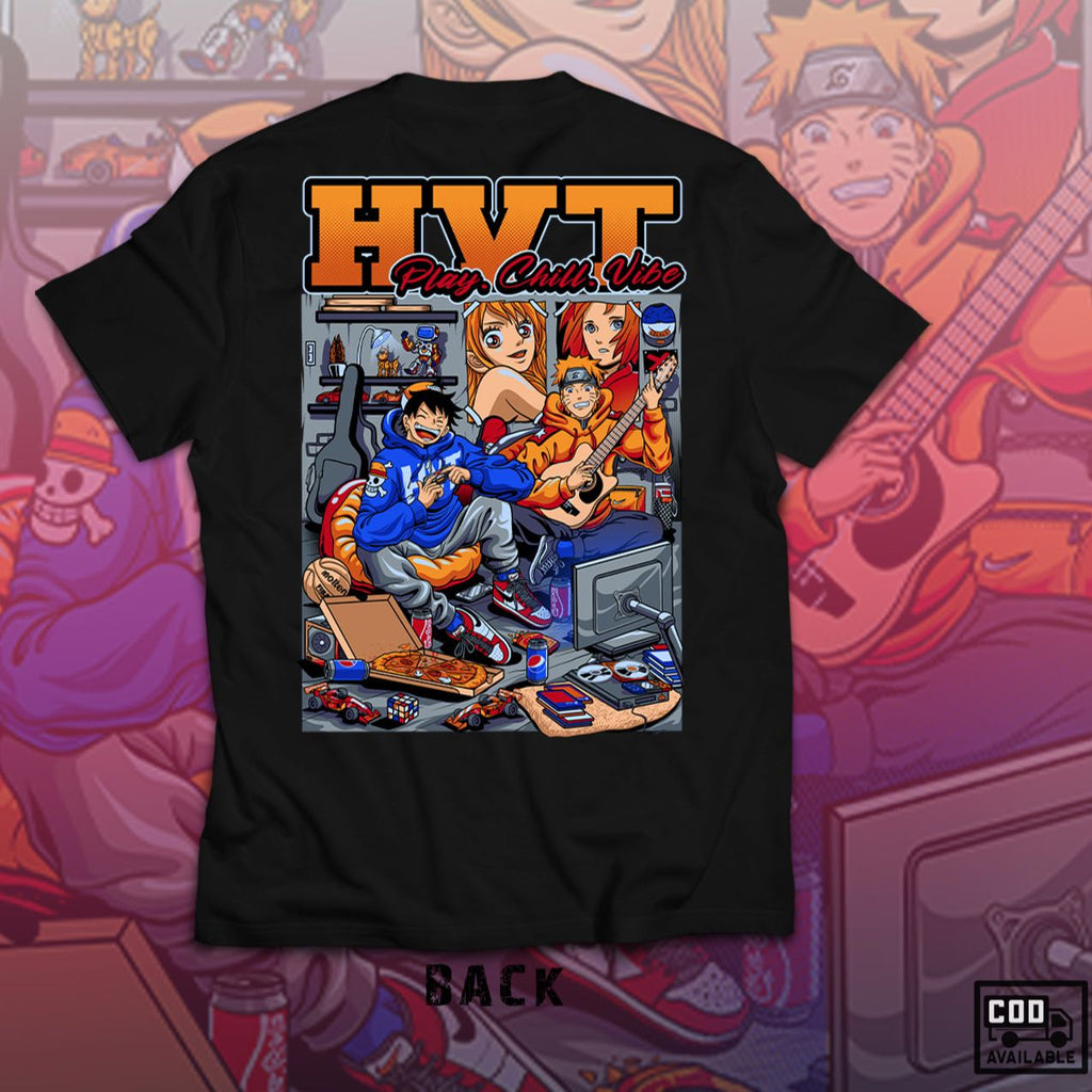 HIGH VALUE TARGET "HVT PLAY.CHILL.VIBE " (BLACK) CVC 100% Cotton T-Shirt - S to 2XL