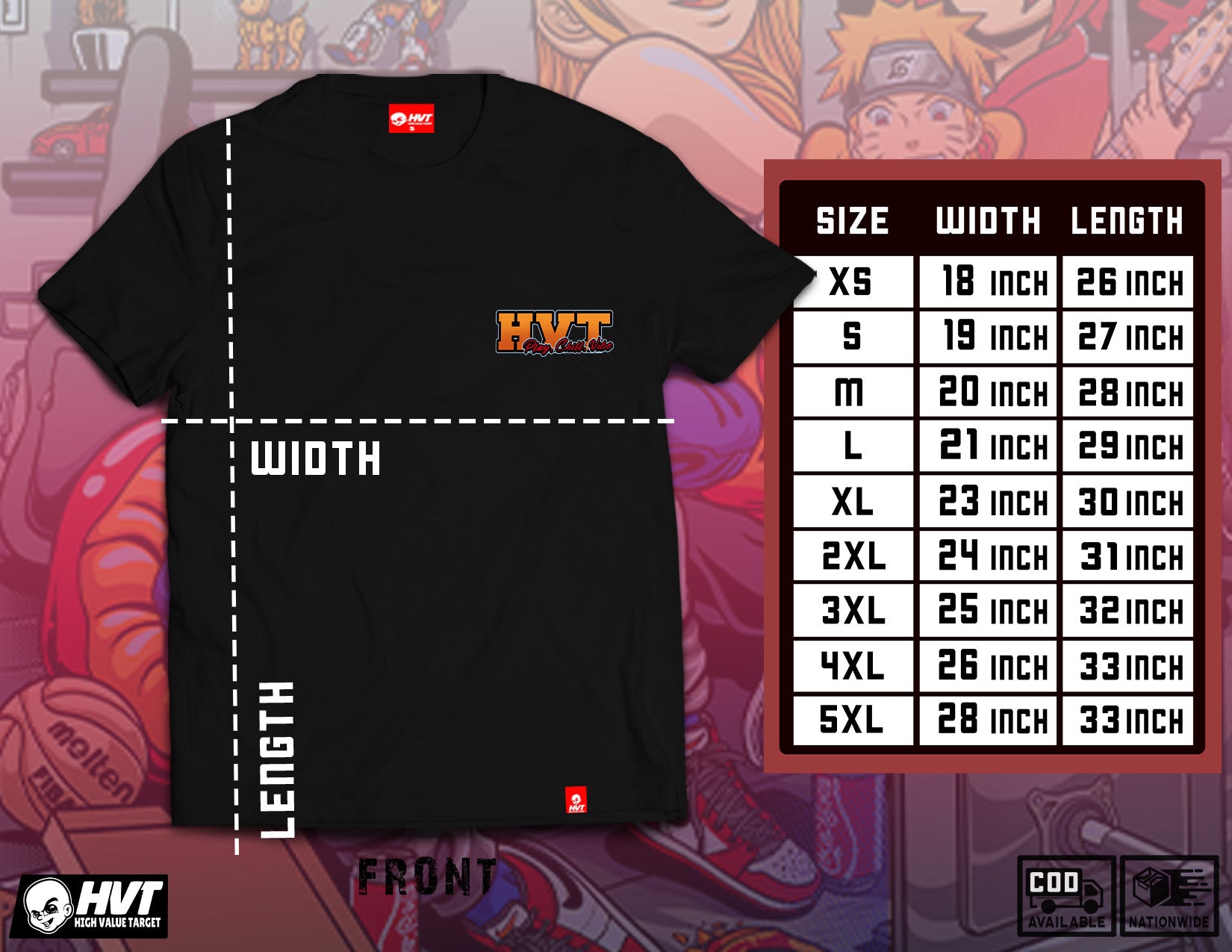 HIGH VALUE TARGET "HVT PLAY.CHILL.VIBE " (BLACK) CVC 100% Cotton T-Shirt - S to 2XL
