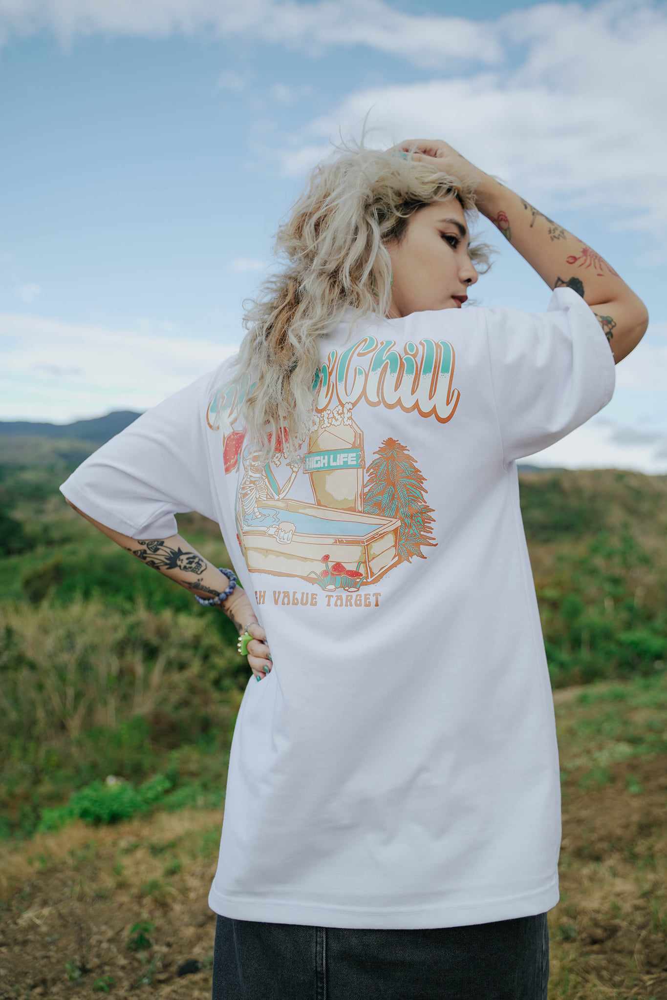 HIGH VALUE TARGET "REST N' CHILL " White CVC Cotton Unisex T-Shirt