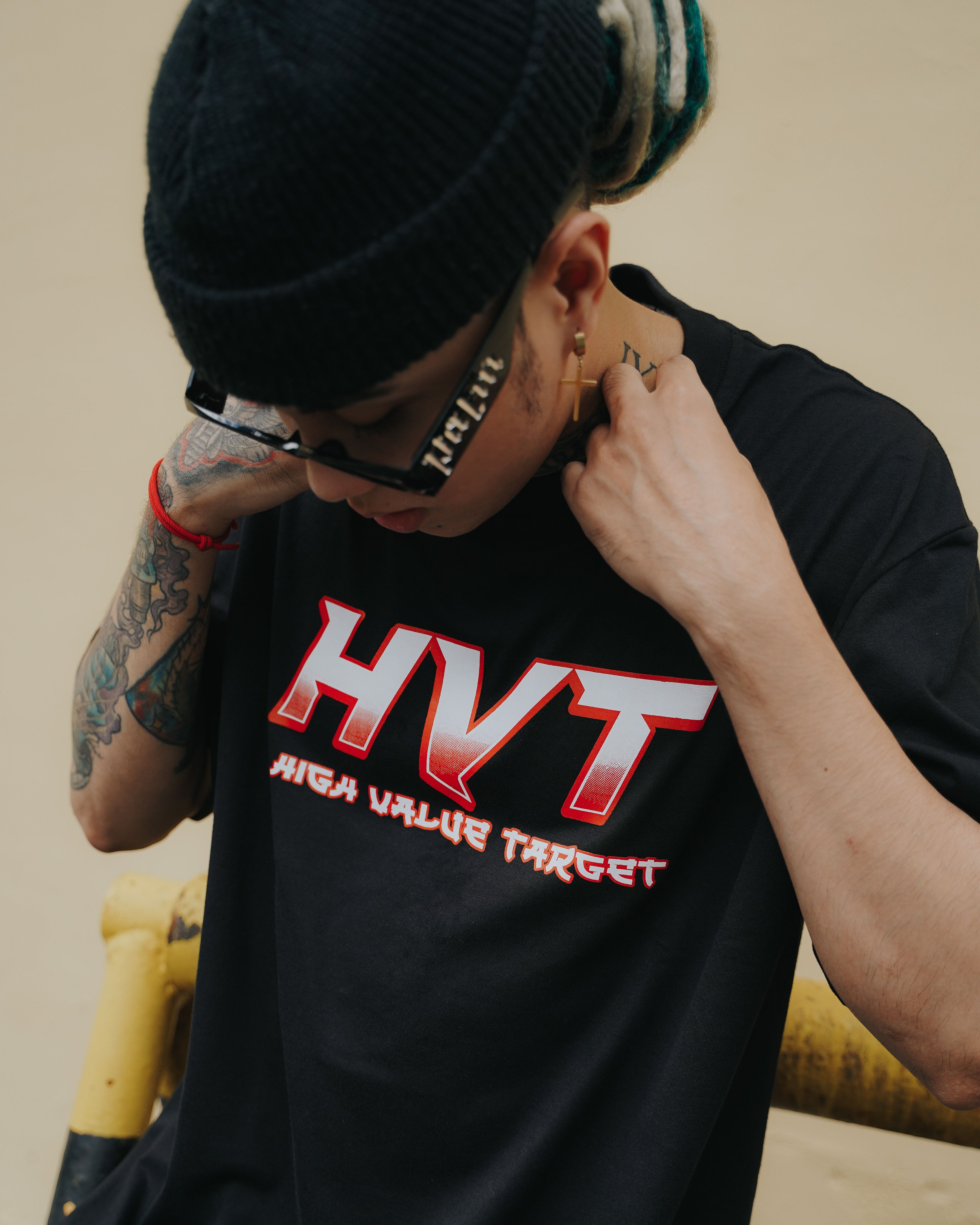 HIGH VALUE TARGET "RIDING IN TANDEM " ONE PUNCH MAN (BLACK) CVC Cotton T-Shirt - UNISEX