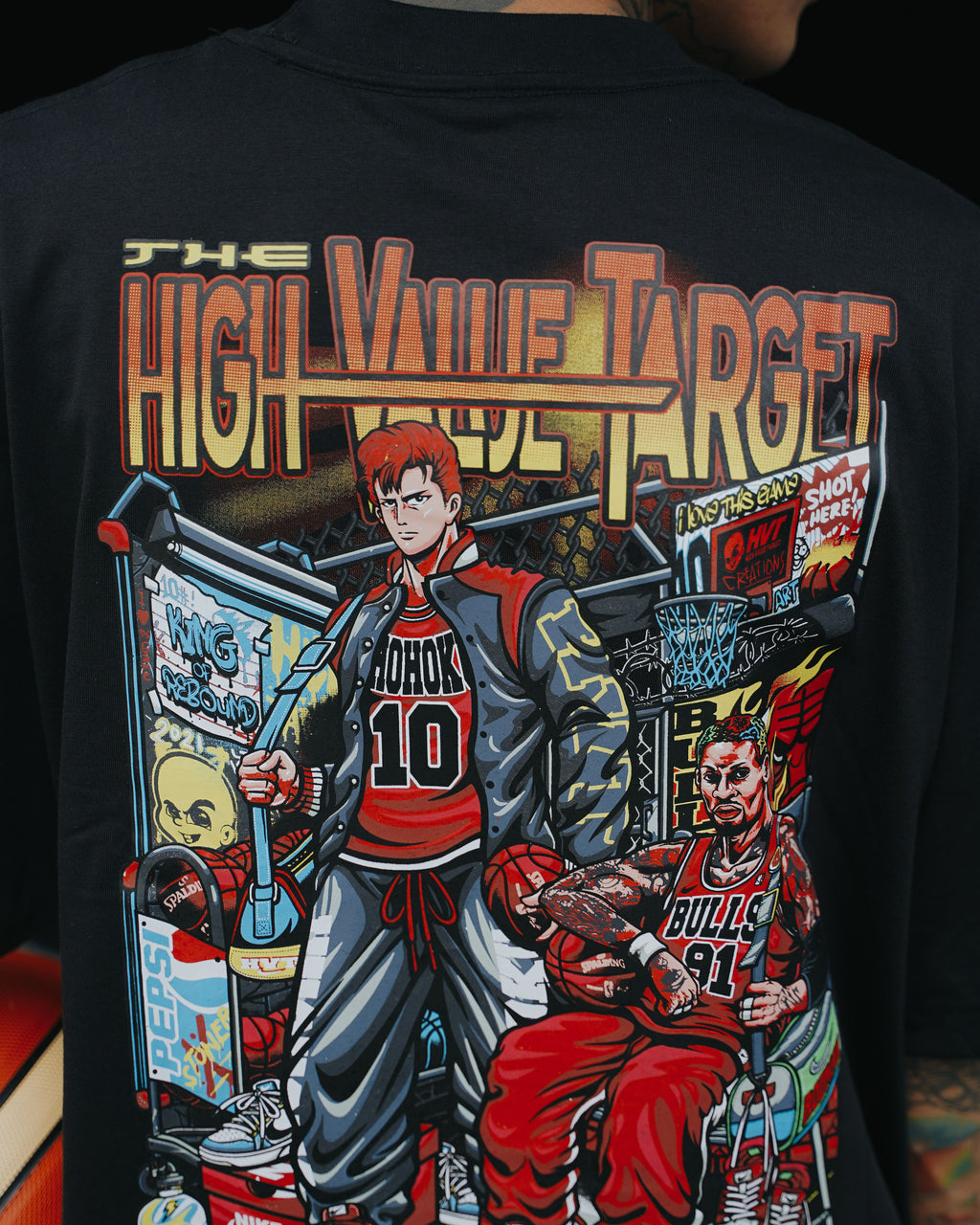 HIGH VALUE TARGET "RISE AND GRIND" SAKURAGI & RODMAN (BLACK) CVC Cotton T-Shirt - UNISEX